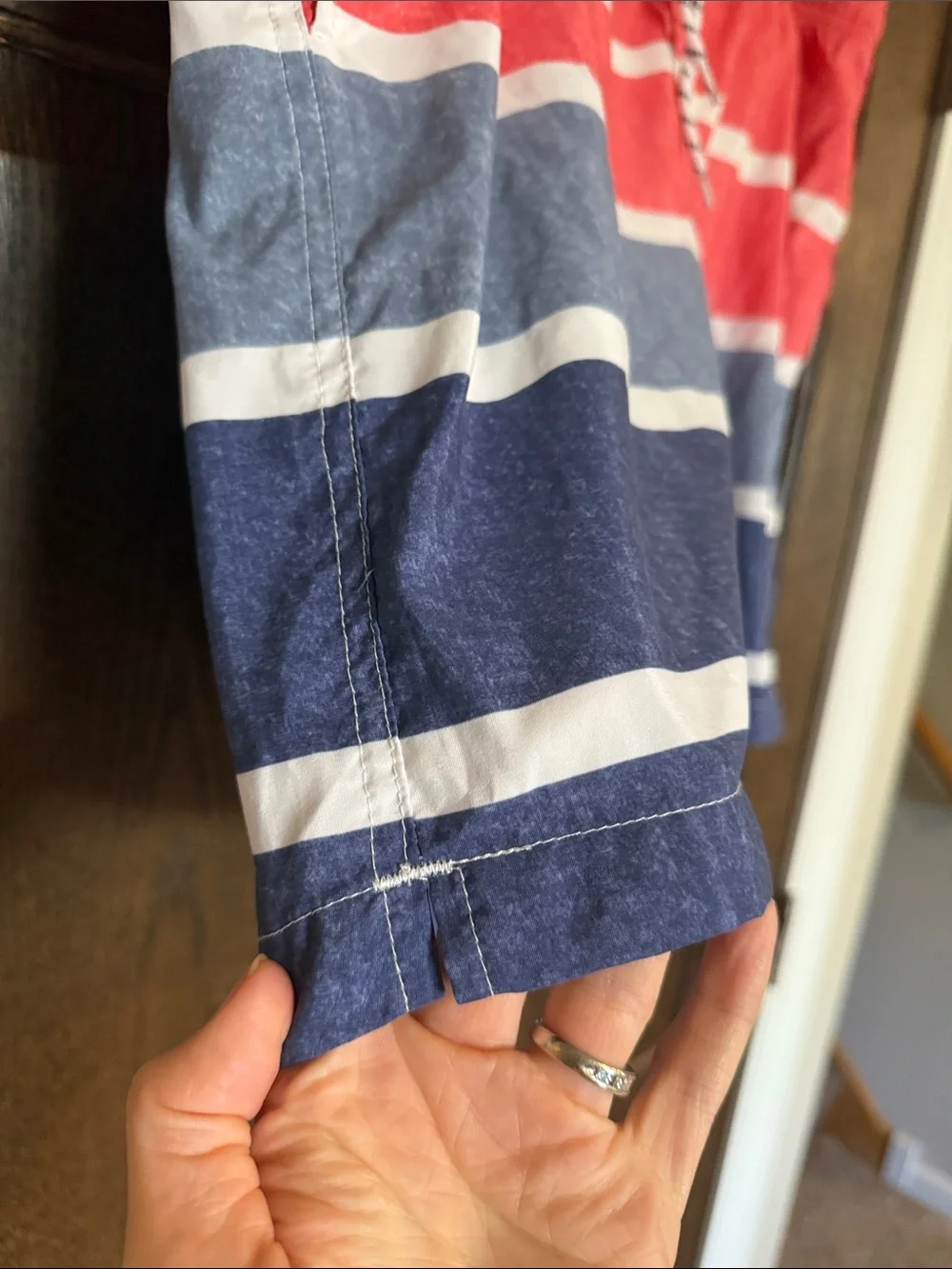 Maamgic Men's coral  and Blue Striped Swim Trunks XL